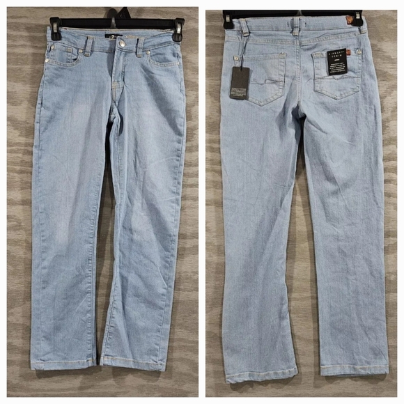 7 For All Mankind Youth 10 NWT Light Wash Slimmy Airweft Denim Adjustable Waist - Picture 1 of 11